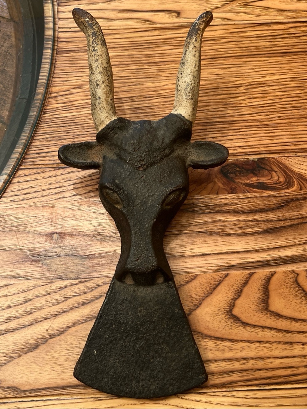 Vintage Boot Jack Shoe Horn Bull Head Horned Steer  Metal 10"X5"